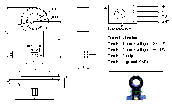  Open-loop Hall current sensor CHF-50E, 100E, 200E, 300E